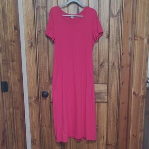 Women's Pink Short-Sleeve Maxi Dress